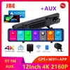 4K 3840*2160P 12 -дюймовый автомобильный DVR DSAR CAM CAM WIFI GPS APP SONY IMX415 Зеркало заднего вида 1080p Автомобильная камера Video Recorder Park Monitor