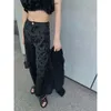 Women's High Waist Pants with Belt Print Black Color Long Trousers Plus Size SMLXL