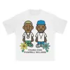 Men's T-Shirts Personalized American Short sleeved T-shirt Summer 2024 Hip Hop Cartoon Letter Printing Y2K High Street Harajuku Short sleeved J240409