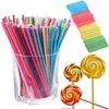 100pcs Bunte Lollipop Stick Food-Food-Plastik-Trottel Sticks Kuchensticks für Lollypop Candy Chocolate Zuckerpol