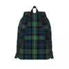 Sacs de rangement Tartan Green rustique et noir de montre noire à carreaux Holiday Sackepack High School Check Day Pack pour hommes