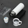 Mugs Sublimation Blank Bottle Double Wall Stainless Steel Transparent Lid Bullet Water Bottle Thermos Vaccum Flask Car Mug Coffee Cup 240410