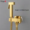 Fliger Gold Bidet Faucet Mosiężne bidetki pojedyncze zimną wodę krany toalety