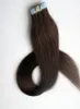 Top Quality 50g 20pcs cola fita de trama de pele em extensões de cabelo humano 18 20 22 24 polegadas 2darkest Brown Brasilian Indian Hair2945091