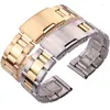 Uhren Bänder 22 mm 18 mm 24 mm 20 mm Band Armband Frauen Männliche Edelstahl Uhrenbandbänder goldene Silberschwarzgurtzubehör