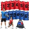 Sports Pinnies-Numbered Practice Vest Pennies for Soccer Basketball Jersey Bibs -Set of 12/Youth Adults Team Blue+Red