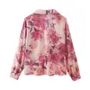 Springsummer Women Fashion Flower Print Shirt Scirt Zestaw 240319