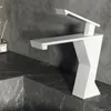 Brass Bathroom Basin Faucets Cold Hot Warer Mixer Square Waterfall Faucet Grey Bath Sink Taps Black White bathroom vanity Crane