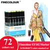 Finecolour EF102 Professional Art Markers Soft Brush Standard 24/36/48/60/72 Colors Double Heads Markers Pen Alcoholic Oily