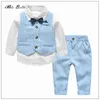 Clothing Sets Kids Girls Clothes Set Formal Infantil 1-7 Yrs Children Wedding Handsome Elegant Pageant Baby Outfits TShirt Vest Pants Suit