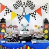 6st/Lot Race Car Cake Toppers Let's Go Racing Cupcake Dessert Toppers fotografering Rekvisita Happy Birthday Party Cake Decoration