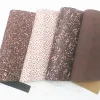 Kawa Chunky Glitter Leopard Printed Feil Felting Syntetyczne skórzane skórzane arkusze winylowe do łuków DIY 21x29CM Q594