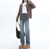 2024 straight leg jeans womens spring version new high waisted narrow version loose and slimming floor mop pants