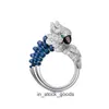 Top End Designer -ringen voor dames 925 SILLATED GOUD RING Hoge diamant duif bloed rood koninklijk blauw/ papegaai hoge parelring origineel 1: 1 met logo