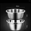 Bowls 1Set 304 Stainless Steel Mixing Salad Metal With Water Filter Basin Dishwasher Safe Bowl Kitch Tools