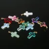 10pcs / lot 18x25 mm Colorful Cross Shape Lampwork Crystal Glass Charms Pendant pour bricolage Collier Boucle Pendre Accessoires