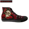 Casual Shoes Classic High Top Canvas Sugar Rose Flower Skull Print Men's Vulcanized Punk Style Footwear Zapatos Mujer