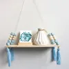 Nordic Wood Swing Hanging Rope Wall Mounted Floating Shelves Plant Flower Pot Crafts Ornaments Shelf Kid Room Decoration