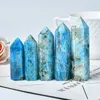 Luce naturale color blu apatite Crystal Point guarigione pietra obelisco di quarzo bacchetta bellissima ornamento per decorazioni per la casa pietra