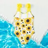 2024 Summer Kids Girls Floral Swimwear One Piece Swimsuit Sunflowers Imprimez la plage de baignade pour filles pour les filles