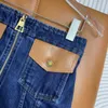 Skirts designer 2024 New Fashion Casual Sweet Style Low Waist Genuine Leather Denim Blue Skirt for Women 3XMU