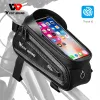 Bolsa de tubo superior del marco delantero de ciclismo oeste para bicicleta impermeable, pantalla táctil, bolsas para teléfonos mtb accesorios para bicicletas para bicicletas