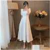 Urban Sexy Dresses Party Elegant Annual Meeting Dress S Women Basic Square Neck Chic French Design Style Black White Long Maxi Drop De Dheli