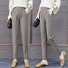 Frauenhose Woll Herbst Winter 2024 Fischgrätenmuster Gekupfered Casual Pantalones de Mujer