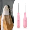Steel Stitcher Sewing Awl Shoes Bags Hole Hook DIY Handmade Leather Tool Plastic Handle Cone Needle Shoe Repair Needles