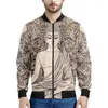 Herrenjacken Buddha Statue Mandala Print Bomber Jacke 3D Langarm Sweatshirt Cool Street Übergroße Reißverschlussmantel