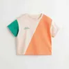 T-shirts Marc Janie Boys Vibrant Color Patched Short Sleeve T-Shirt Kids Tops For Summer 240501 240410