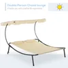 Beige Patio Double Chaise Lounge Raded Hängemattenbett mit verstellbarem Baldachin