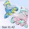 Inline Roller Skates Größe 31 32 33 - 42 Rollschuhe Verstellbare elastische PU -Inline -PVC -Sneakers Roller für Kinder Roller Skatingschuhe Patinen 4 Rodas Y240410