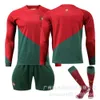 Fußballtrikots 2223 Portugal Home Nr. 7 C Ronaldo 8 B Fei Fußball -Kit mit originalen Socken Langarmes Herbst/Winter -Trikot