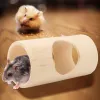 Hamster Wood Tunnel Hollow Bamboo Chew Toys Ferret Play Center for Hedgehog Rat Wooden Hideaway avec 3 trous