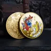 Chinese Fu Mean Good Luck To You Commemorative Coin Koi Mascot Carp Gold and Silver Plated Coins Embossed Metal Craft Badge Gift