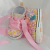 Sneaker fatte a mano con arco perle rhinestones bambine scarpe per capelli prima walker scintilla sirena natalizi cristalli di scarpe principessa doccia