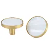 1pc White Round brass+shell cabinet pulls/Kitchen Drawer Cabinet Handle Furniture Knobs Hardware Cupboard Pull