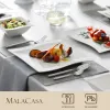 Malacasa Flora 26-stycks porslin middag med skålar efterrätt soppmiddagsplattor rektangulära plattor set service för 6 personer