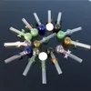 Wholesale colorful Smoking straw pipe Thick heady 4inch flower style glass oil burner pipes Lollipop Shape hand tube nails water bong