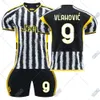 Koszulki piłkarskie 2324 Juventus Home Jersey Number 9 Hovic 22 di Maria 10 Pogba 7 Chiesa Football Set