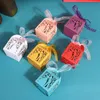 リボン付きの結婚式の好意ボックスホローペーパーギフトギフト用の小さな箱バッグカップケーキチョコレートバースデーパーティーの装飾