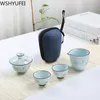 NLSLASI Chinese keramiekthee -theeset draagbare theepot set auto outdoor reis drinkware huishouden huishouden porseleinen theeware op maat gemaakte geschenken