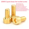 1-20pcs Din912 Pure Messing Hex Sockel Cap Head Schraube M2 M2,5 M3 M4 M5 M6 M8 M10*L Allen Key Head Schraube Bolzen