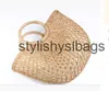 Totes New Hollow Yellow Grass Bag Moon popularny tego lata tkany ins kobietę plażę H240410