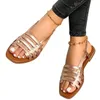 Kvinnor Sandaler Kvinna Summer Hollow Out Roman Shoes 2024 Womens Gladiator Open Toe Beach Flats Ladies Footwear Plus Size 35-43 240409