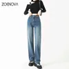 Jeans pour femmes Zoenova Girl Slim Pantalon Vintage Y2K Clothes Pantalones printemps High Taie Casual Elegant Streetwear Women Retro