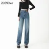 Jeans pour femmes Zoenova Girl Slim Pantalon Vintage Y2K Clothes Pantalones printemps High Taie Casual Elegant Streetwear Women Retro