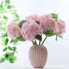 Flores decorativas Hydrangea Artificial simulado seco com haste de flor realista de bouquet de caule para aniversário