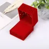 Ny Hollow Red Velvet Ring Box Par Double Ring Bearer Box For Wedding Engagement Present Favor Jewelry Organizer Packing Boxes